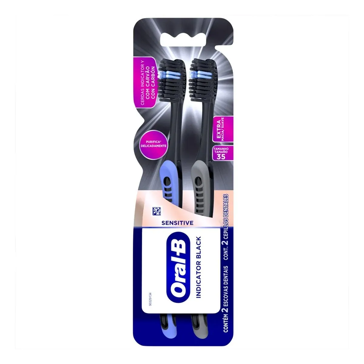 Kit Escova Dental Indicator Black Com Carvão Ativado Com 2 Unidades Oral-B