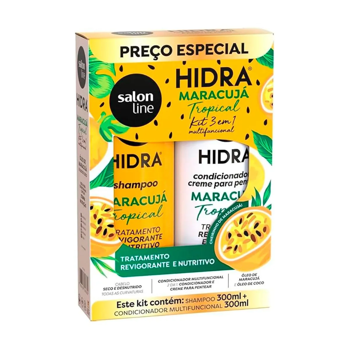 Kit Hidra Shampoo 300ml + Condicionador Multifuncional 300ml Maracujá Salon Line