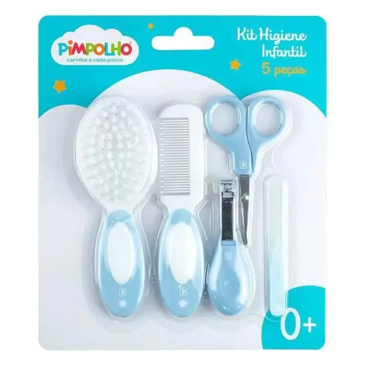 Kit Higiene e Cuidados Para Bebê Com 5 Peças Azul Pimpolho
