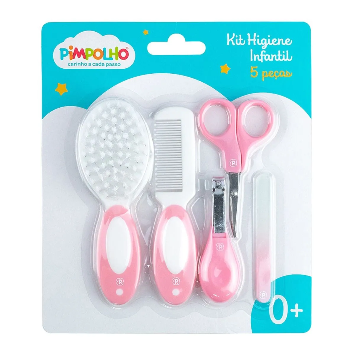Kit Higiene e Cuidados Para Bebê Com 5 Peças Rosa Pimpolho
