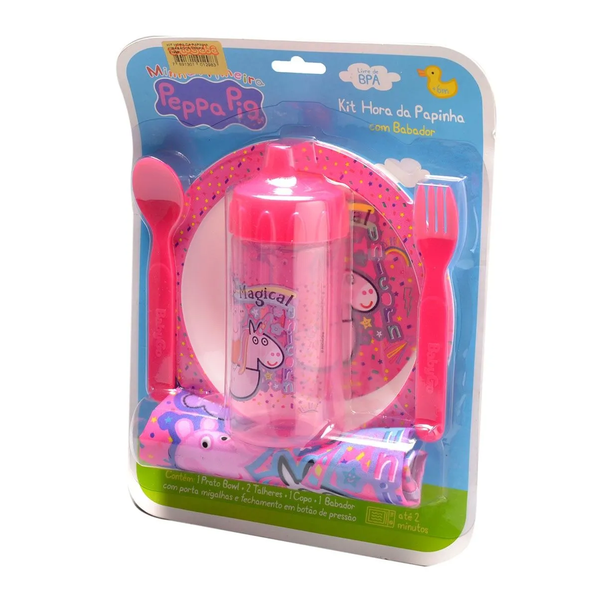 Kit Hora da Papinha com Babador Peppa Pig Baby Go