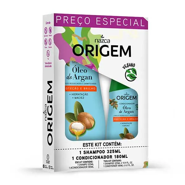 Kit Origem Com Argan Shampoo 325ml + Condicionador 180ml