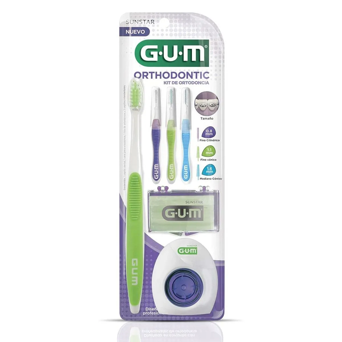 Kit Ortodôntico Gum Escova Dental e Intradental Cera e Fio Ortodôntico Sunstar