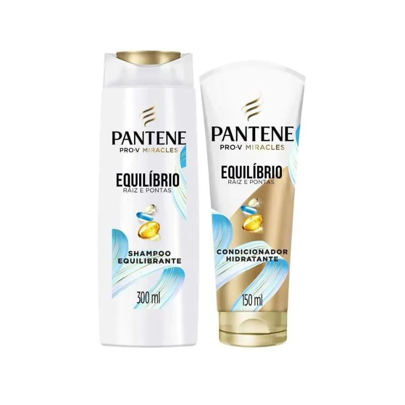 Kit Pantene Shampoo 300ml + Condicionador 150ml Equilíbrio Raiz e Pontas