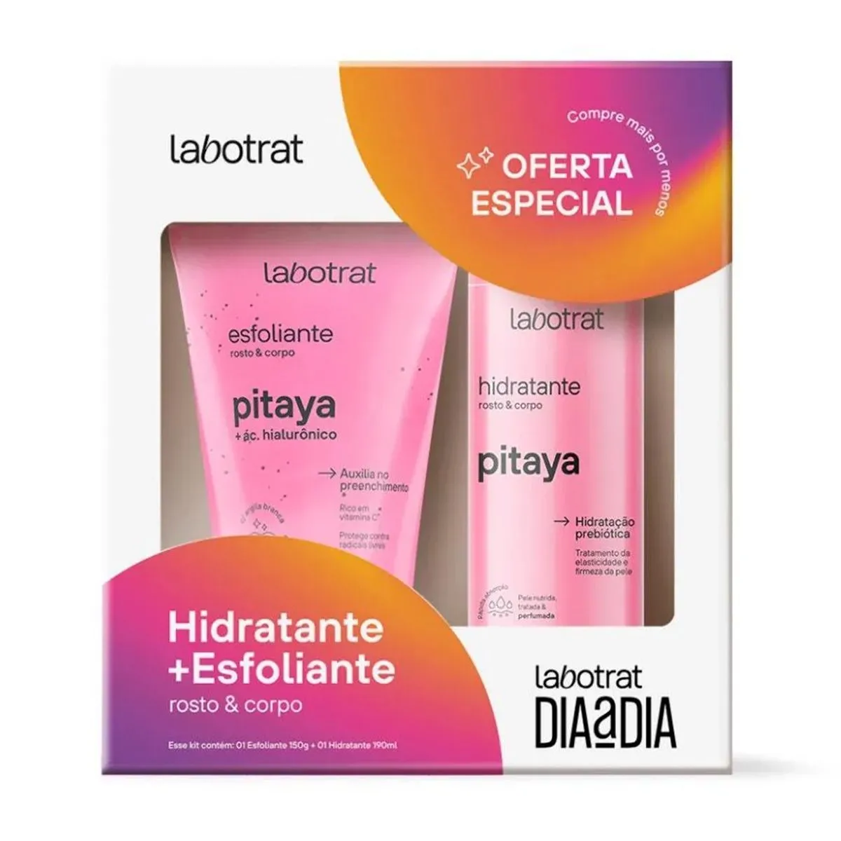 Kit Pitaya Rosto E Corpo Dia A Dia Hidratante 190ml E Esfoliante 150ml Labotrat