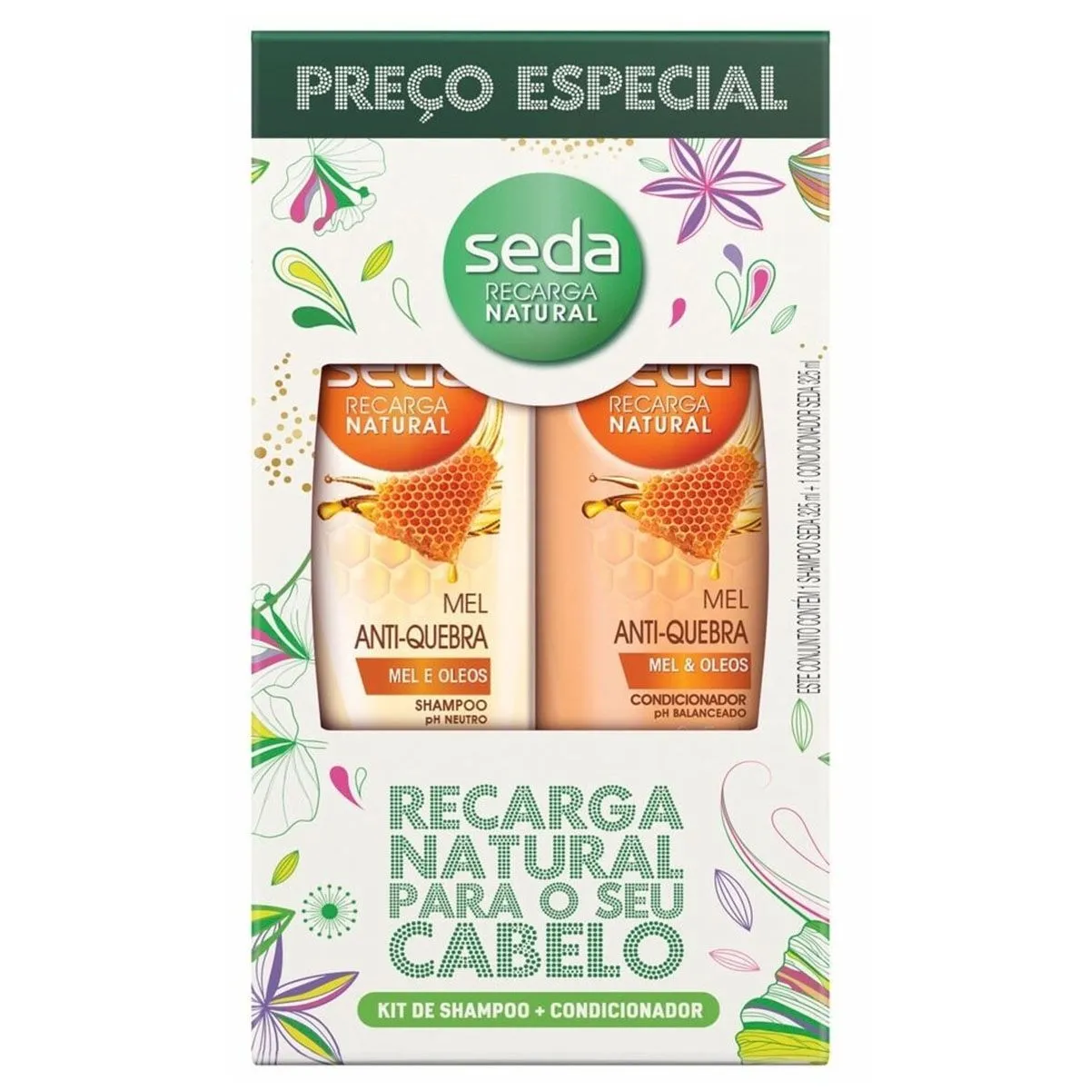 Kit Recarga Natural Shampoo e Condicionador Com 325Ml Cada Seda