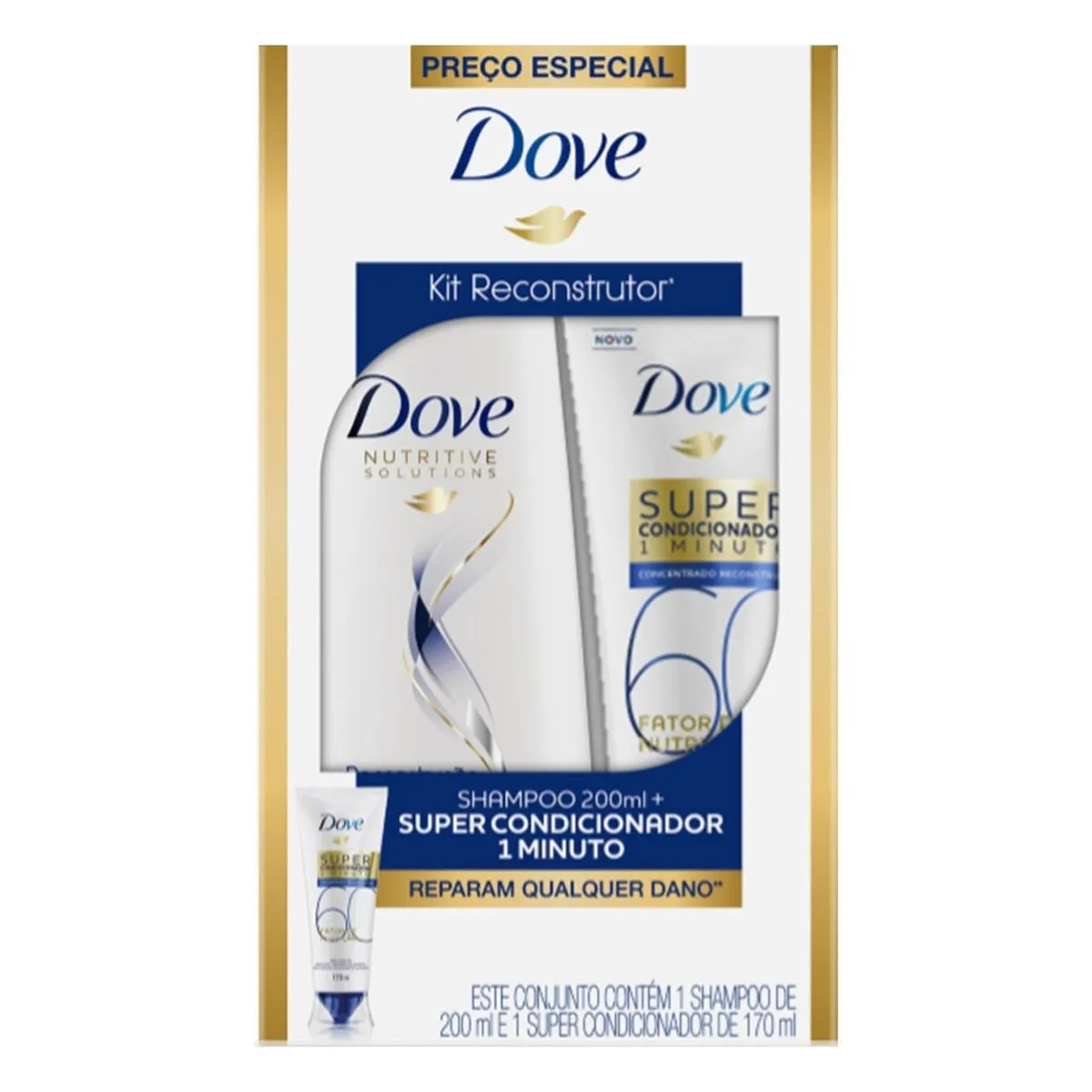 Kit Reconstrutor Shampoo 200Ml e Condicionador 170Ml Dove
