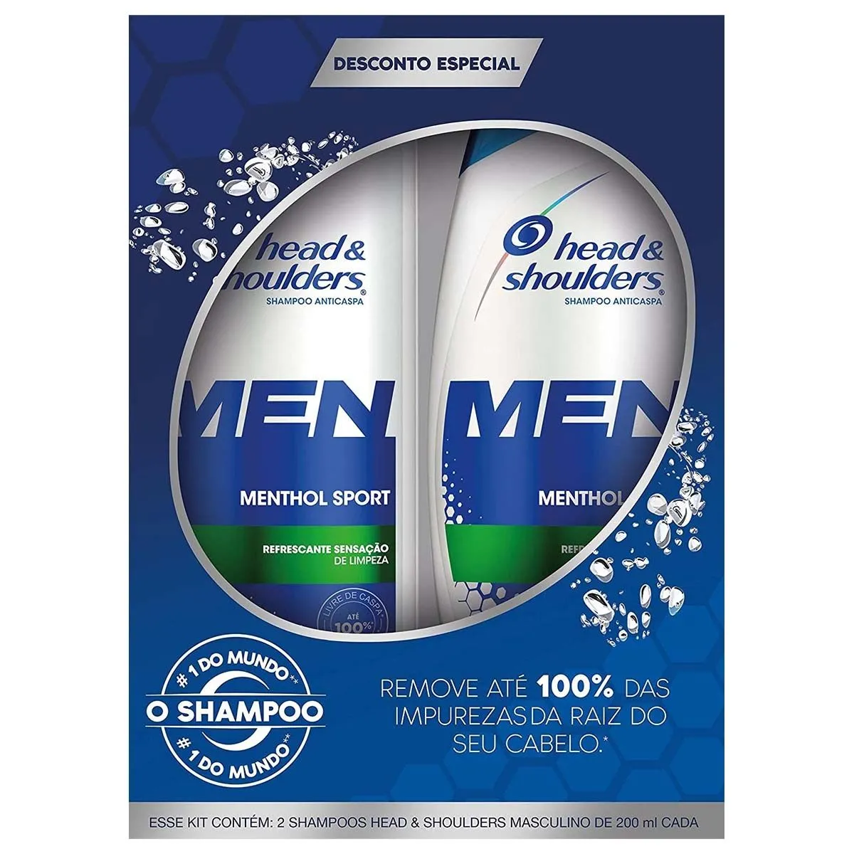 Kit Shampoo Menthol Sport Com 2 Unidades de 200Ml Head And Shoulders