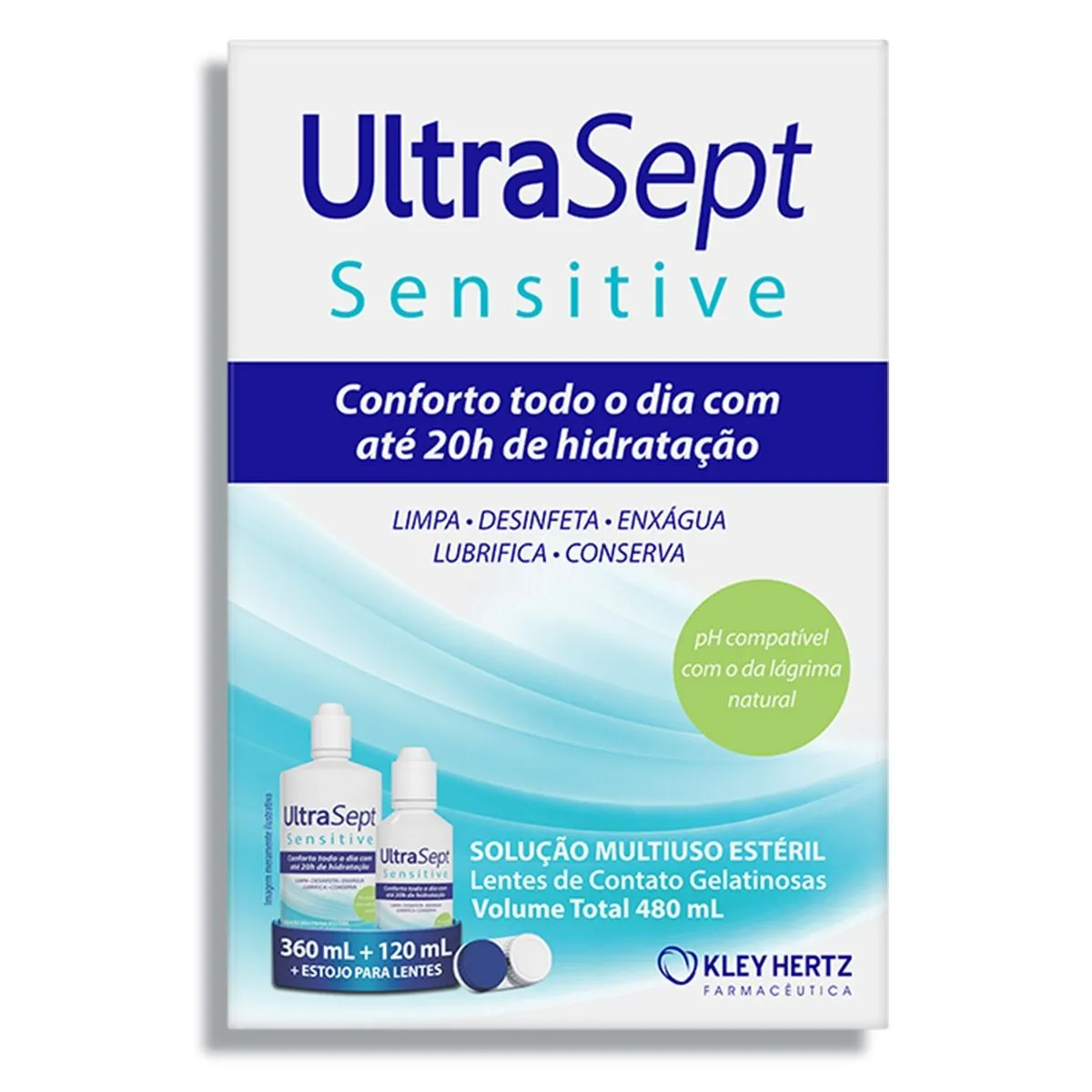Kit Solução para Lentes de Contato Ultrasept Sensitive 360ml e 120ml Kley Hertz