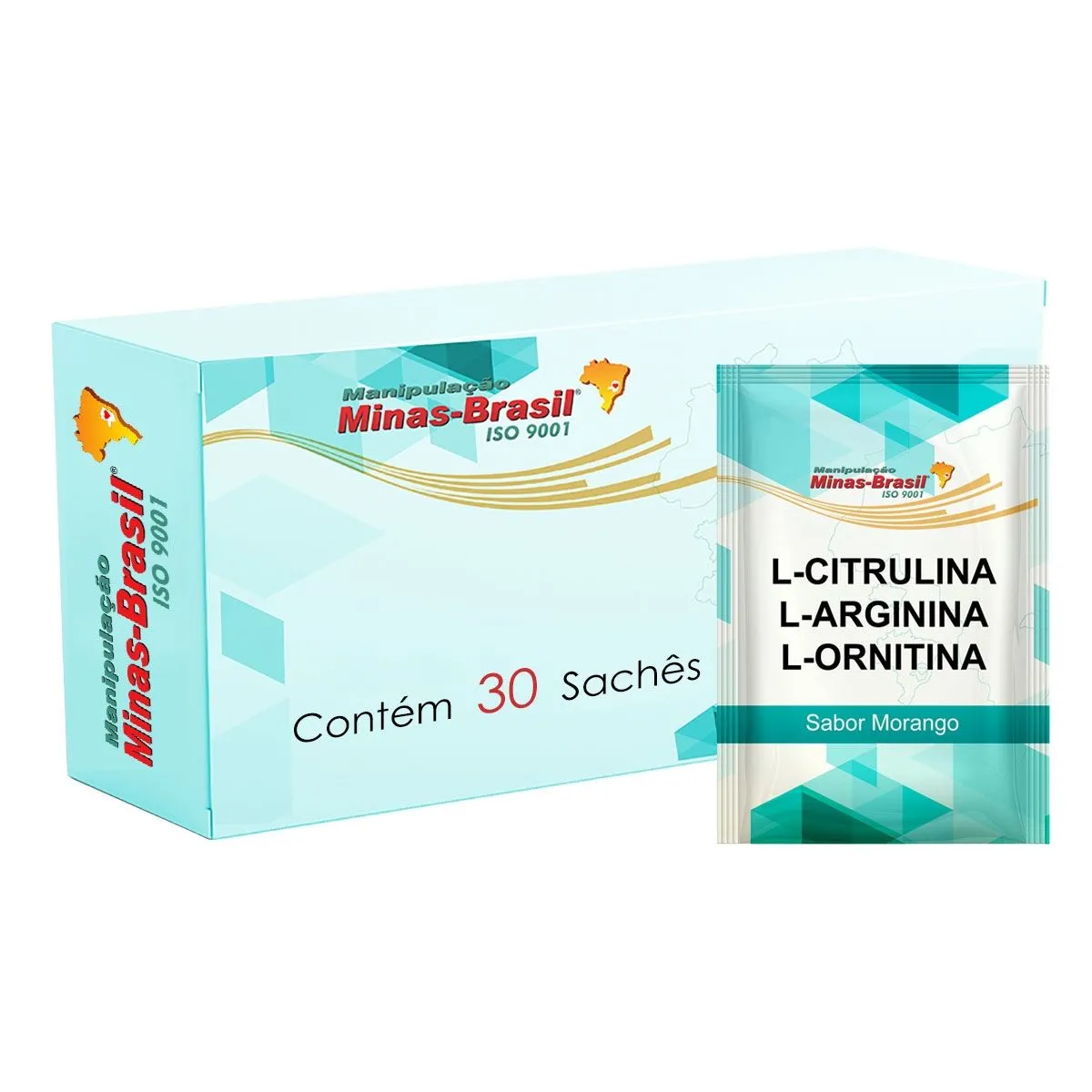 L-Citrulina + L-Arginina + L-Ornitina Sabor Morango 30 Sachês