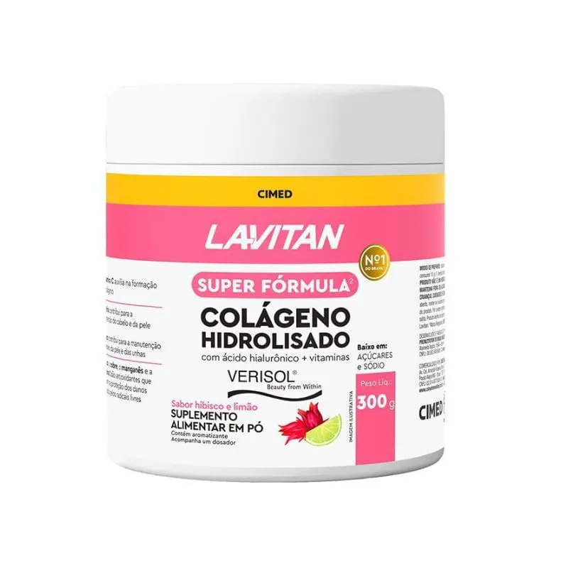 Lavitan Colágeno Hidrolisado Super Fórmula Sabor Hibisco e Limão 300g Cimed