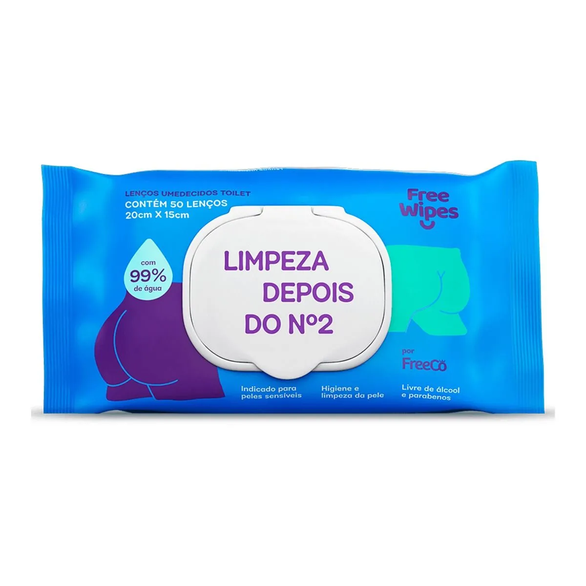Lenços Umedecidos Free Wipes Pós N°2 Com 50 Lenços FreeBrands