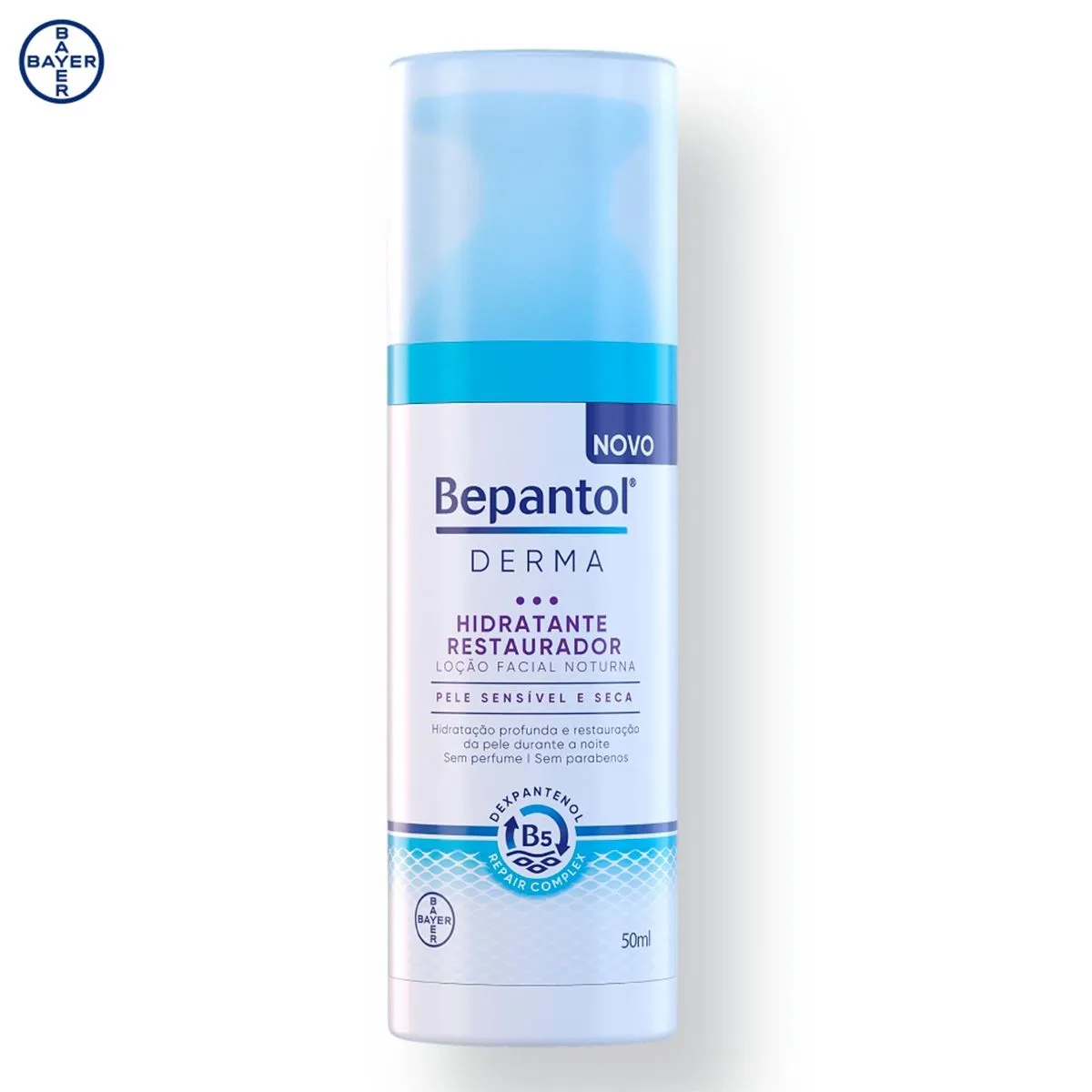 Loção Facial Noturna Derma Hidratante Restaurador Pele Sensível e Seca 50ml Bepantol