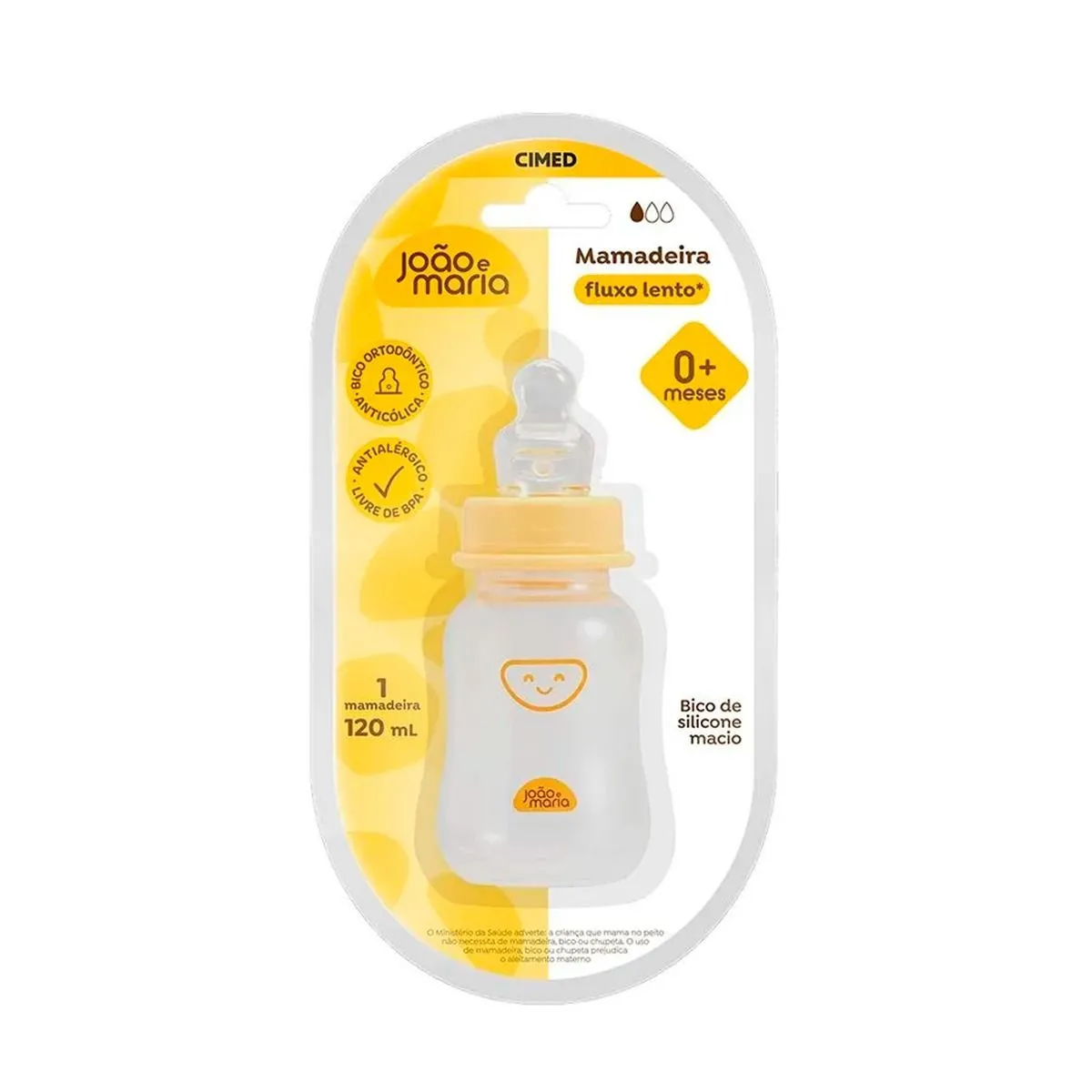 Mamadeira João E Maria Bico Orto Fluxo Lento 120ml Cimed