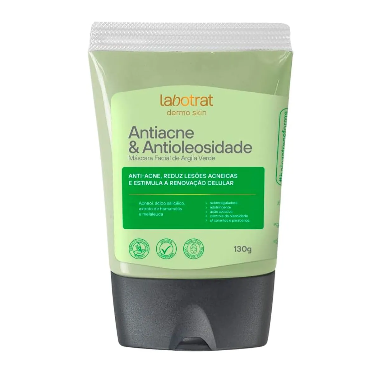Máscara Facial de Argila Verde Antiacne e Antioleosidade Com 130g Labotrat