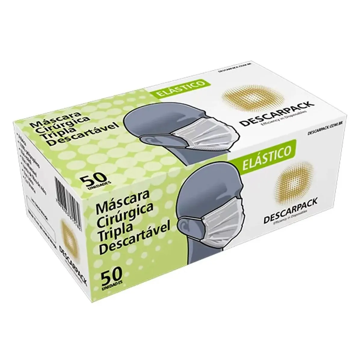 Máscara Tripla Facial Descartável com Filtro com 50 Unidades Descarpack