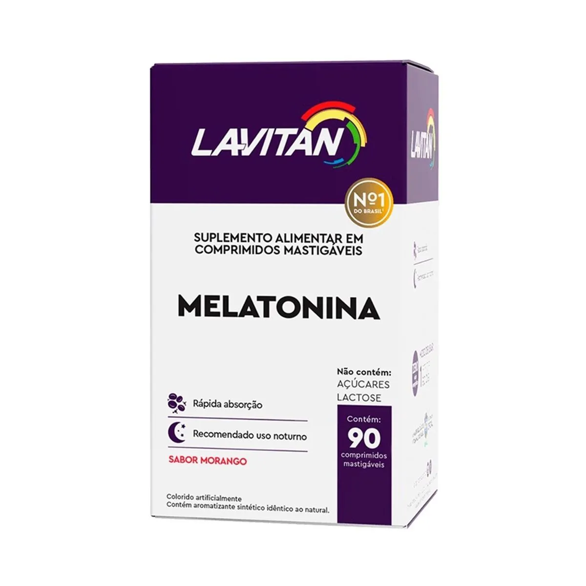 Melatonina 0,21mg Sabor Morango com 90 Comprimidos Mastigáveis Lavitan