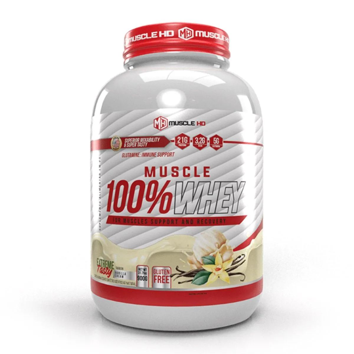 Muscle 100% Whey Sabor Baunilha 900G Muscle Hd