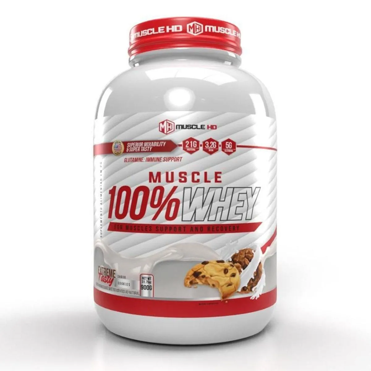 Muscle 100% Whey Sabor Cookies 900G Muscle Hd