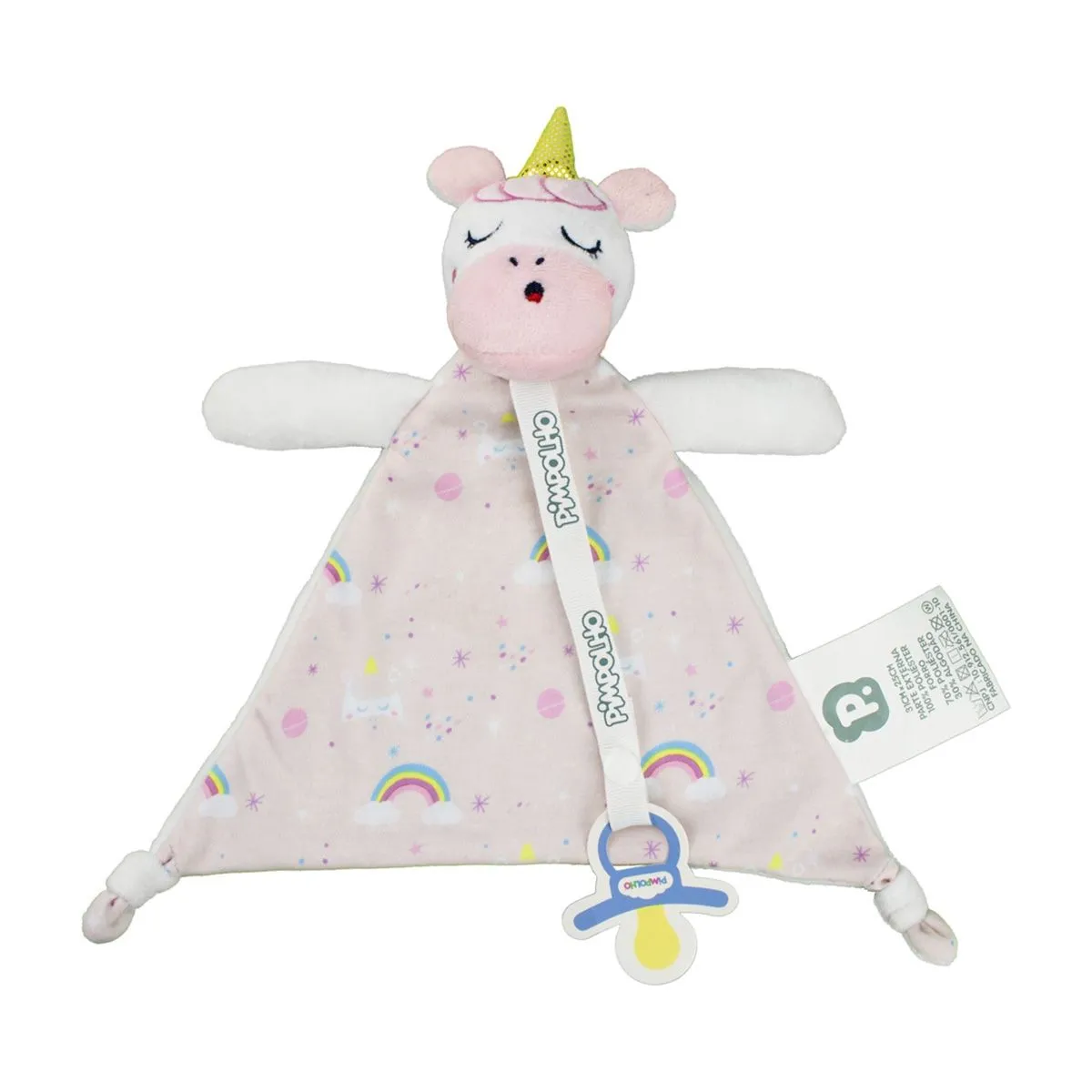 Naninha Com Prendedor de Chupeta Unicórnio Branco Pimpolho