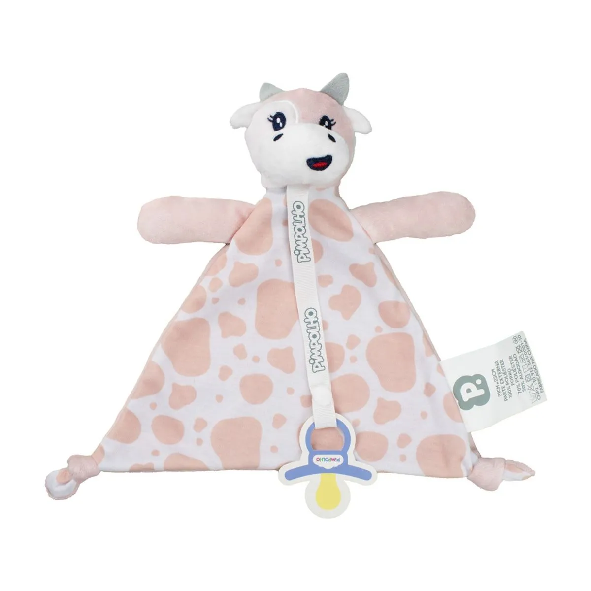 Naninha Com Prendedor de Chupeta Vaquinha Rosa Pimpolho