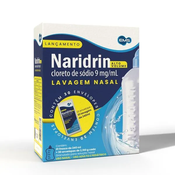 Naridrin Alto Volume Cloreto de Sódio 9mg/ml 30 envelopes + Frasco 240ml EMS