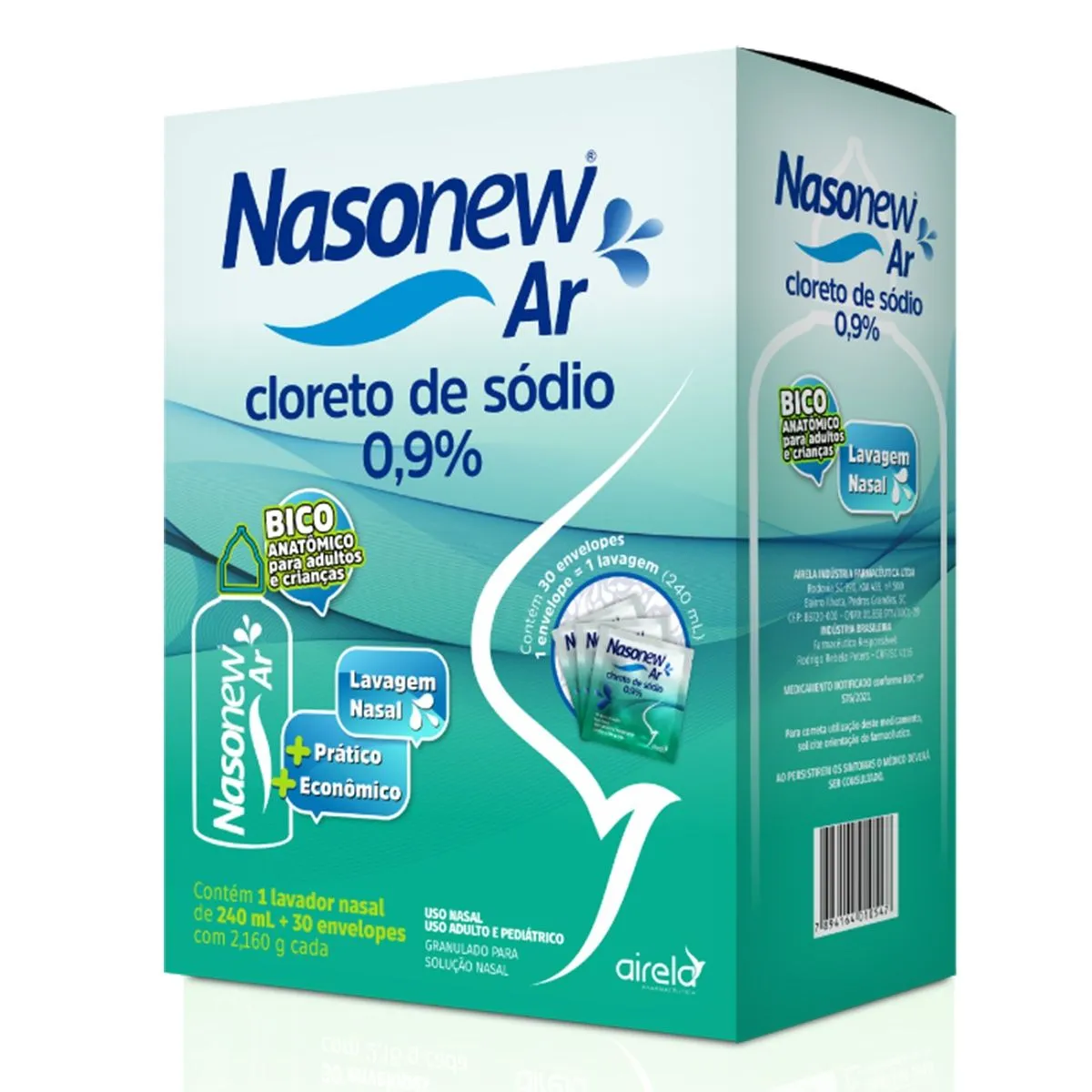 Nasonew Ar Cloreto De Sódio 0,9% Lavador Nasal Com 30 Envelopes Com 2,160g Cada Airela
