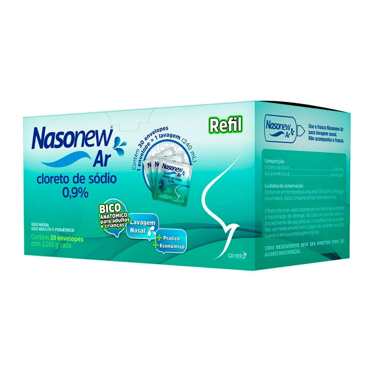 Nasonew Ar Cloreto De Sódio 0,9% Refil Com 30 Envelopes Airela