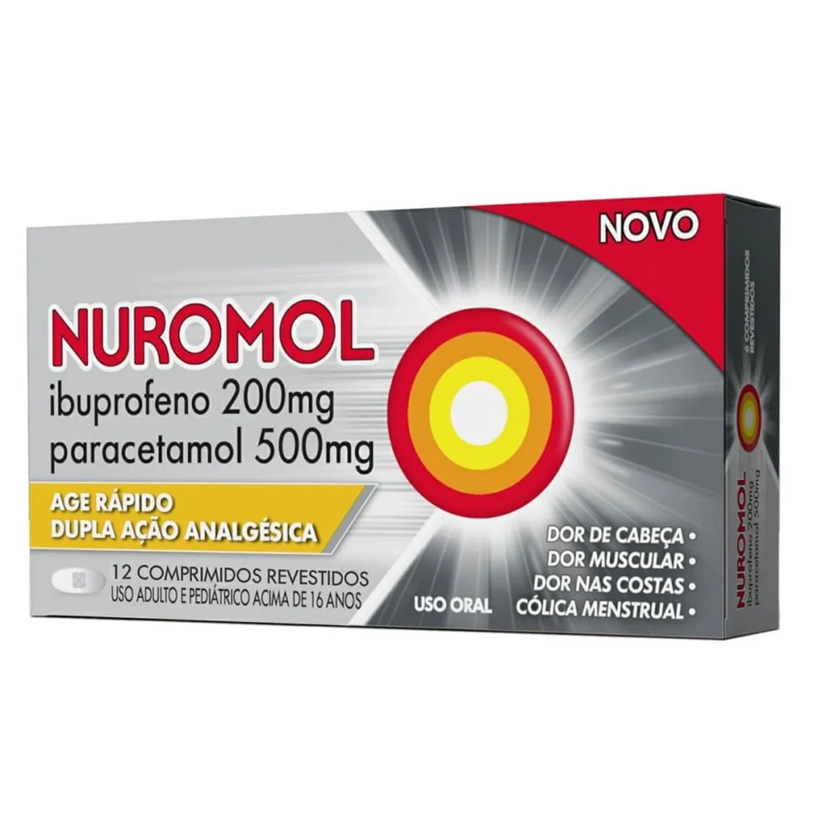 Nuromol 200mg + 500mg com 12 Comprimidos Revestidos Nurofen