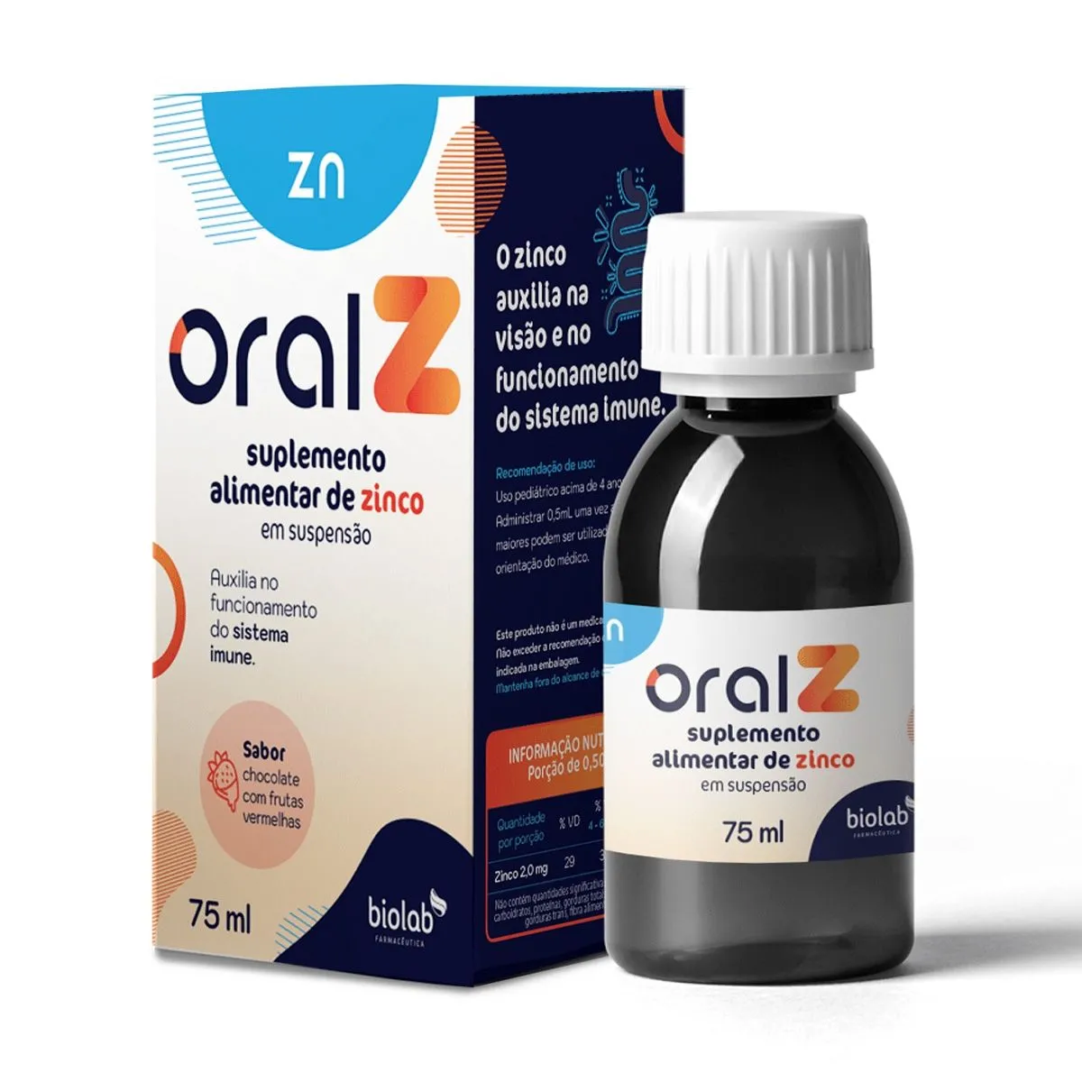Oral Z Chocolate com Frutas Vermelhas 75ml Biolab