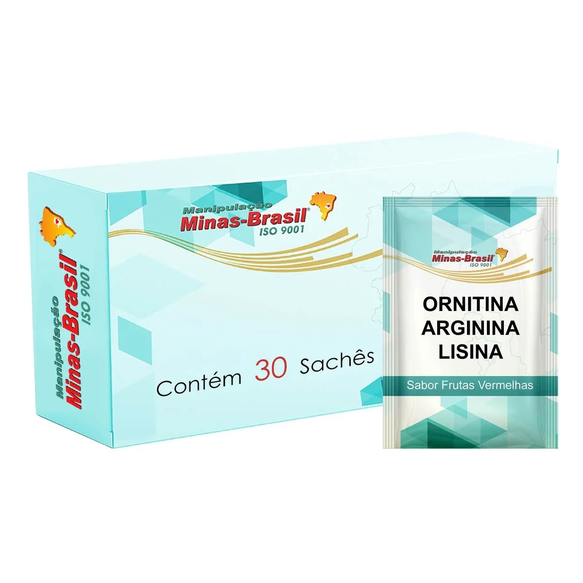 Ornitina 500mg+Arginina 500mg+Lisina 500mg Sabor Frutas Vermelhas 30 Sachês