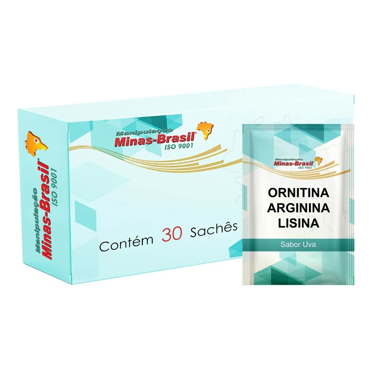 Ornitina 500mg+Arginina 500mg+Lisina 500mg Sabor Uva 30 Sachês