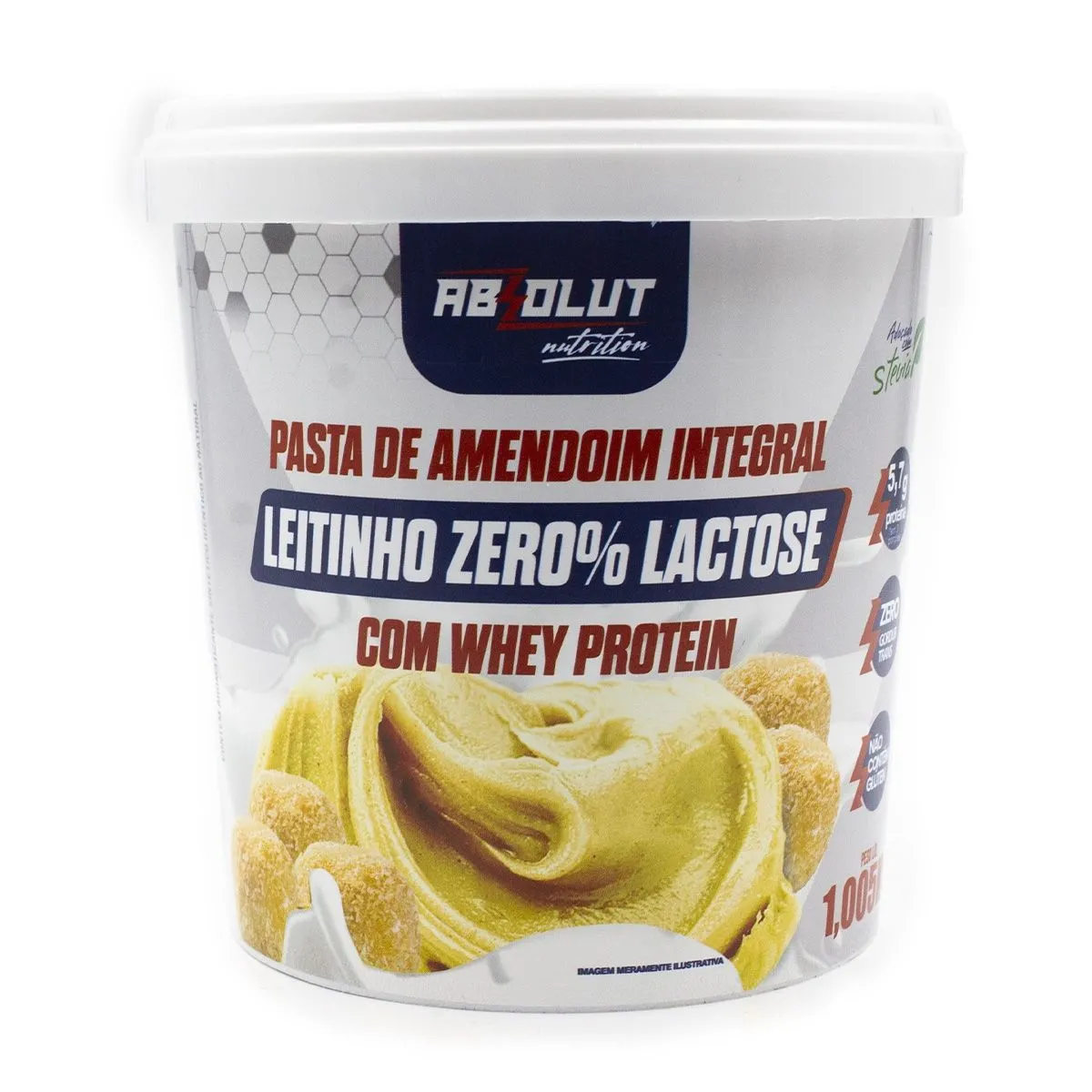 Pasta de Amendoim Integral Sabor Leitinho Zero Lactose 1Kg Absolut Nutrition