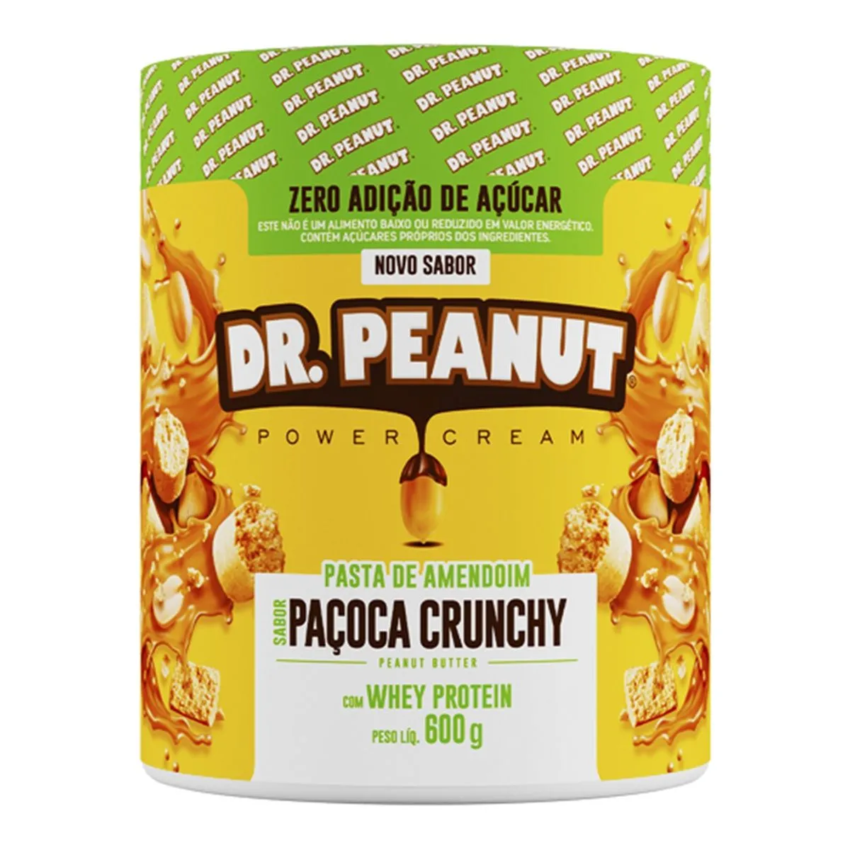 Pasta de Amendoim Sabor Paçoca Crunchy com Whey Protein 600g Dr Peanut