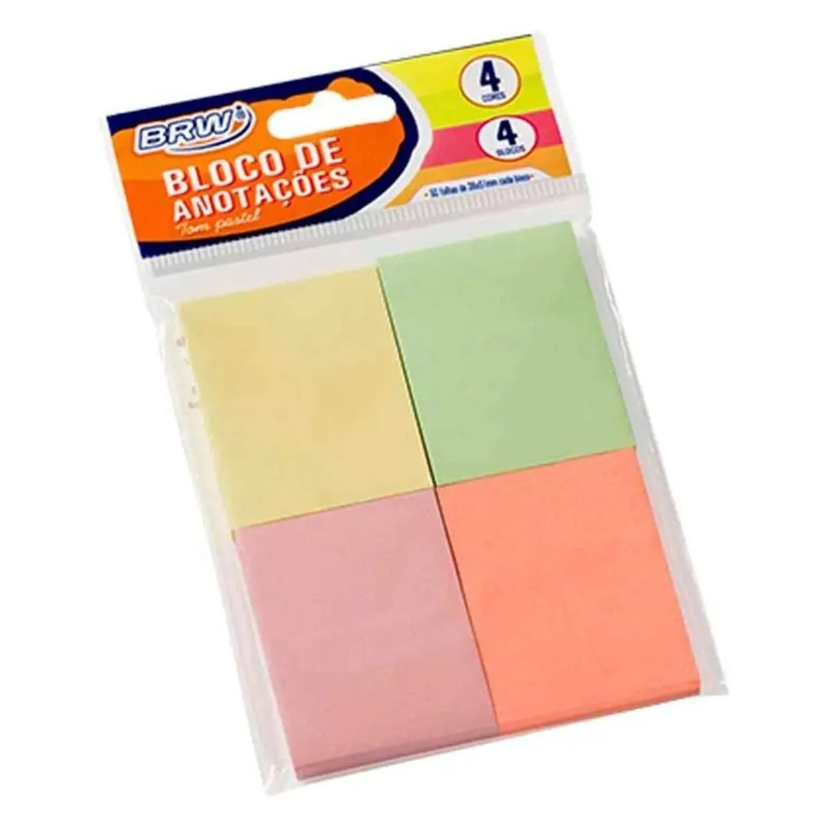 Post-It Auto-Adesivo Smart Notes Pastel Com 4 Blocos de 50 Folhas Cada Brw