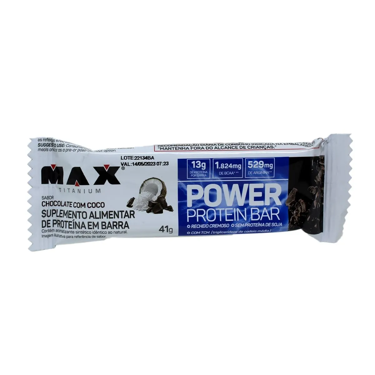 Power Protein Bar Chocolate Com Coco Com 41G Max Titanium