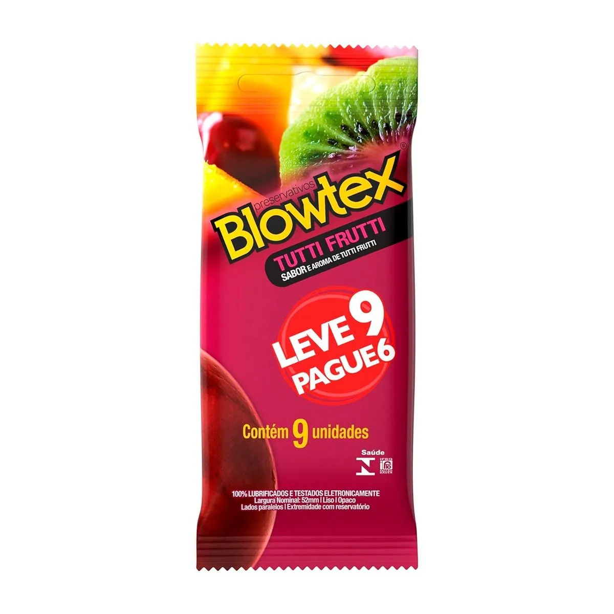 Preservativo Com 9 Unidades Tutti Frutti Blowtex