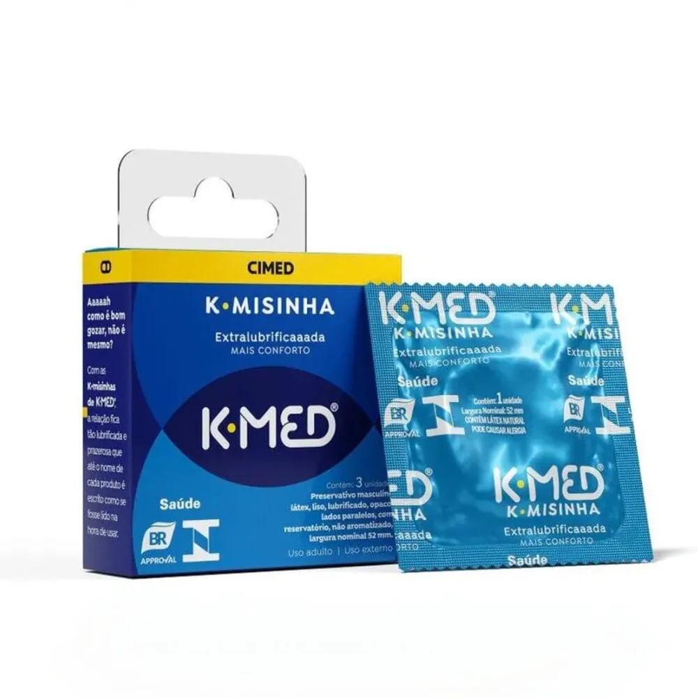 Preservativo K-Med K-Misinha Tradicional Lubrificada Cimed 3 Unidades