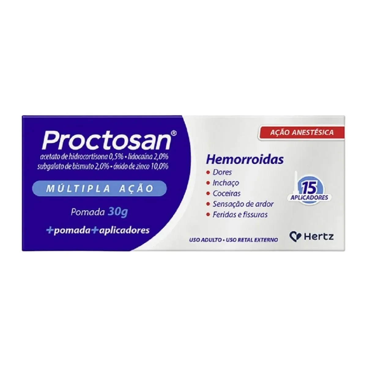 Proctosan Múltipla Ação Pomada Com 30g e 15 Aplicadores Kley Hertz