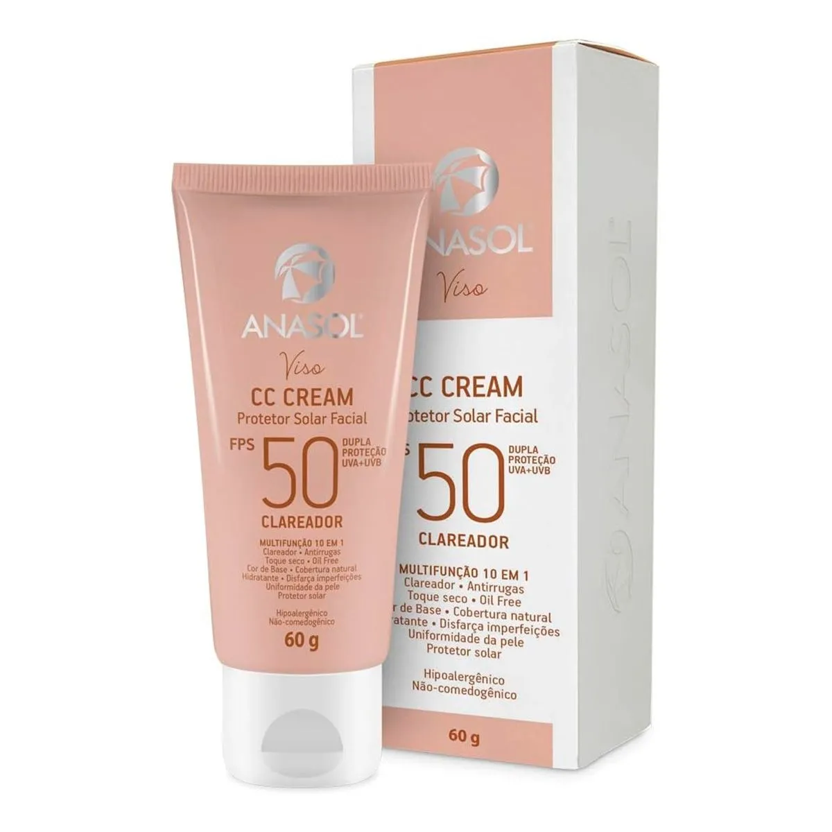 Protetor Solar Facial Clareador CC Cream FPS 50 60g Anasol