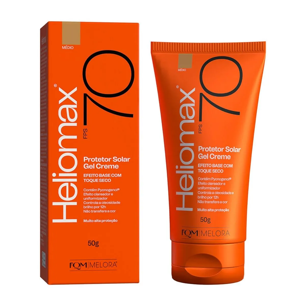 Protetor Solar Gel Creme Heliomax FPS 70 Cor Médio Escuro 50g