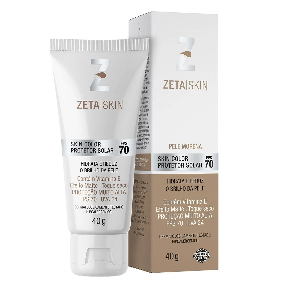 Protetor Solar Skin Color Pele Morena FPS 70 40g Zeta Skin