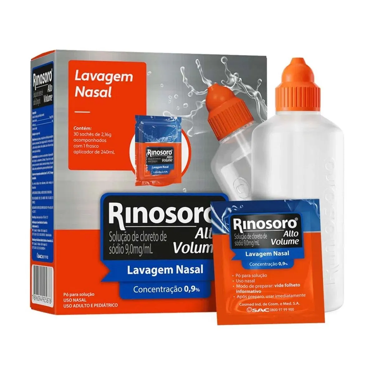 Rinosoro Alto Volume com 30 Sachês e Frasco Aplicador de 240ml
