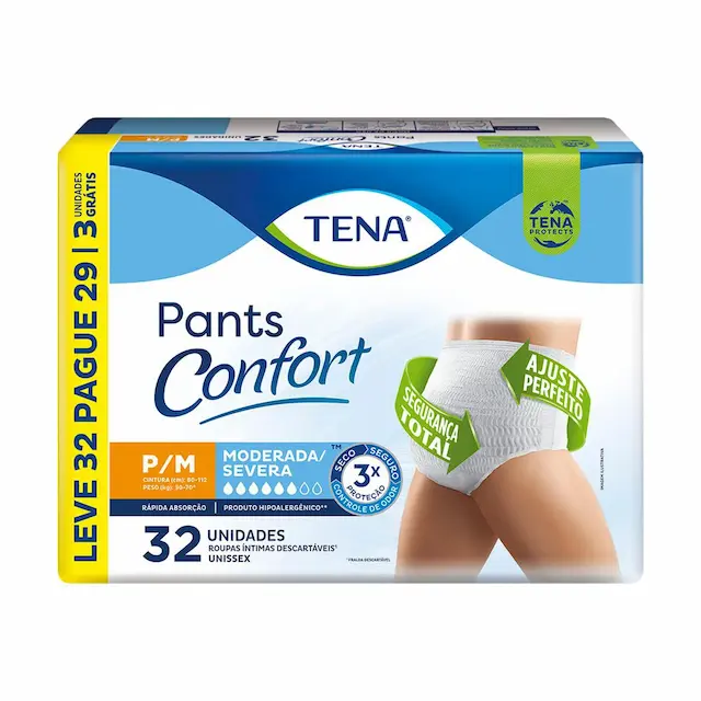 Roupa Íntima Tena Pants Confort P/M Leve 32 Pague 29 unidades