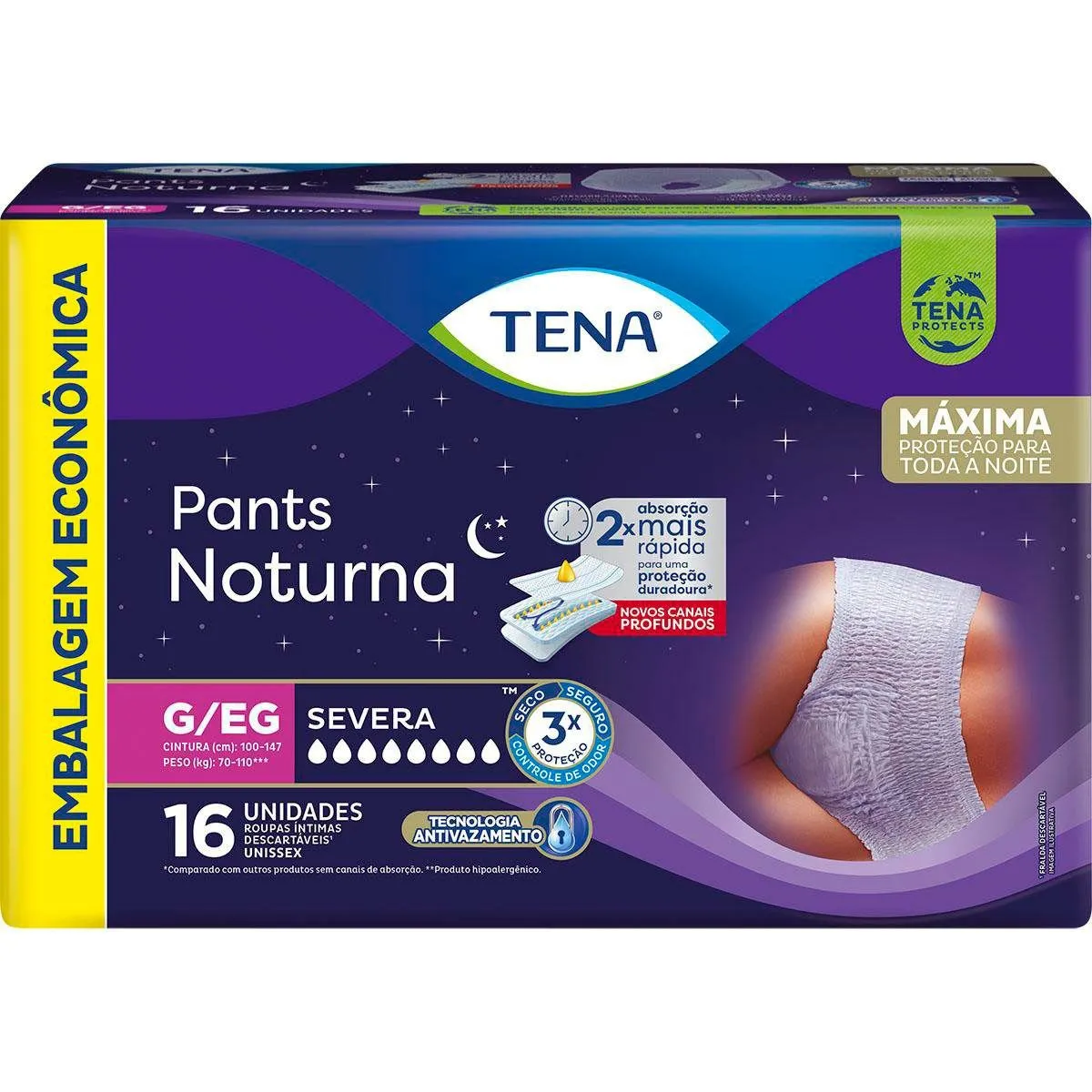 Roupa Íntima Tena Pants Noturna G/EG Embalagem Econômica 16 Unidades