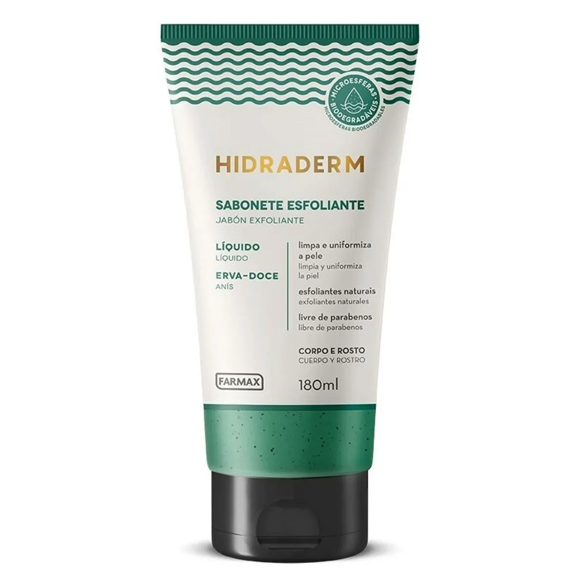 Sabonete Líquido Esfoliante Facial e Corporal Erva Doce 180ml Hidraderm