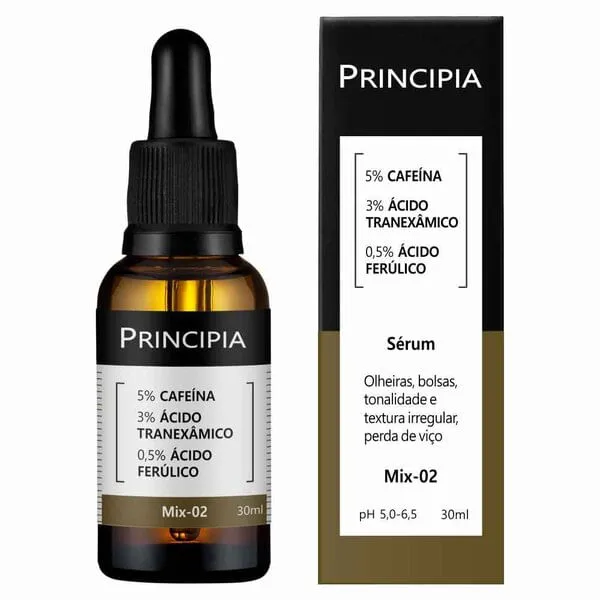 Sérum Facial Anti-Idade Principia Skincare Mix-02 Cafeína + Tranexâmico + Ferúlico 30ml