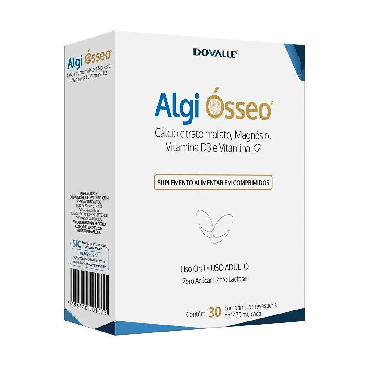 Suplemento Alimentar Algi Ósseo Com 30 Comprimidos DoValle