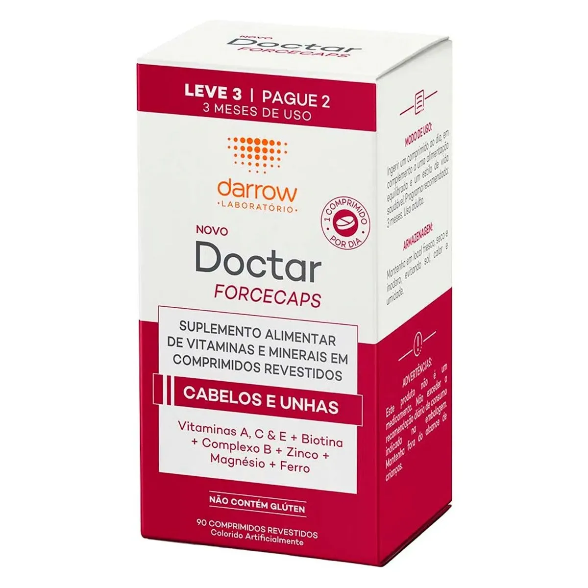 Suplemento Alimentar Doctar Forcecaps Cabelos e Unhas Com 90 Comprimidos Darrow