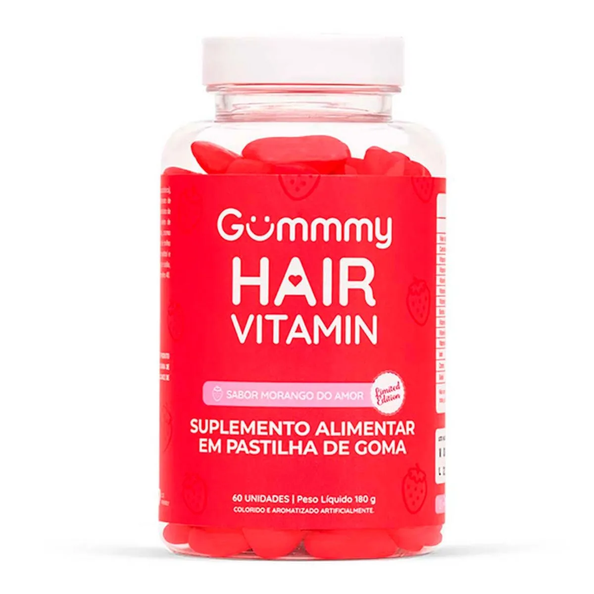 Suplemento Alimentar Gummy Hair Vitamin Morango Com 60 Unidades